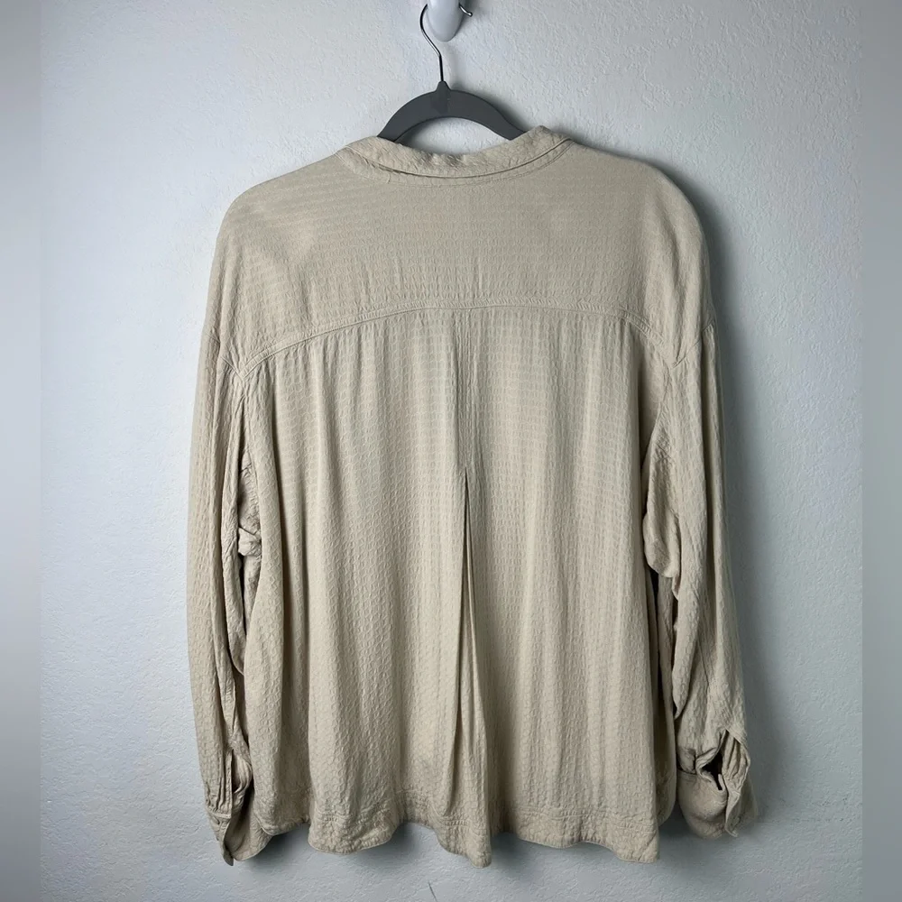Free People Erin’s Jacquard Oversized Viscose Long Sleeve Button Down